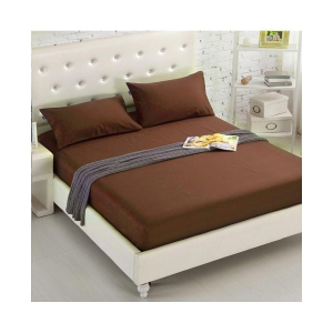 House Of Quirk Polyester Queen Bed Sheet with Two Pillow Covers ( 200 cm x 180 cm ) - Brown