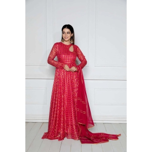 Rouge Pink Anarkali with Dupatta-M