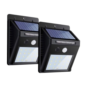 Motion Sensor 20 Led Solar Light, Outdoor Weatherproof For Driveway Garden - Pack Of 2 (Plastic) - Black