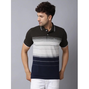 Rodamo  Men Black  White Striped Polo Collar Slim Fit T-shirt