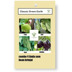 CLASSIC GREEN EARTH - Vegetable Seeds ( COMBO OF TINDA SEM BEENS BINJAL 50 SEEDS )