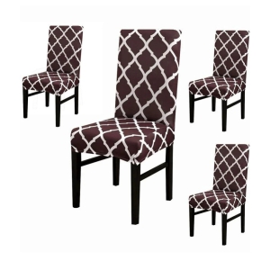 House Of Quirk 1 Seater Polyester Chair Cover ( Pack of 4 ) - Brown