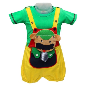 Zadmus Unisex Top and Dungaree Set Cotton, Green   - 6-12 Months