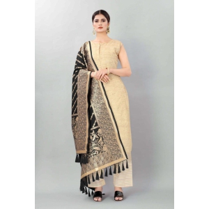 Women Black & Gold Coloured Striped Dupatta