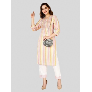 Glorious Pink White Floral Embroidery Work Kurta Set For Women-SMALL