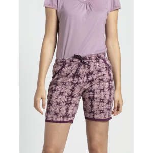 Women's Micro Modal Cotton Relaxed Fit Printed Shorts with Side Pockets RX10-XL / Purple
