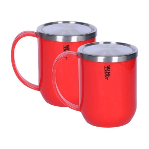 Jaypee Plus CUPSHUP RED Solid Stainless Steel Coffee Mug 800 mL ( Pack of 2 ) - Red