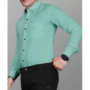 Supersquad Cotton Blend Regular Fit Full Sleeves Mens Formal Shirt - Green ( Pack of 1 ) - None