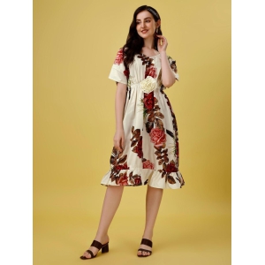 Plus Size Women's Crepe Floral Print Flared Midi Dress-XXL