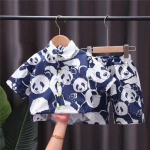 Children Cotton Clothes Baby Sport Boys Causal Full Printed Panda Shirt Shorts 2Pcs/Sets Infant Kids Fashion Toddler Tracksuits-4_5_Year