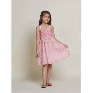 Estelle Sleeveless Embroided Cambric Girls Dress - Pink Flower-6-7Y