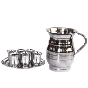 SHINI LIFESTYLE Stainless Steel Jug and Glass combo, juice glass,Water Jug, Steel glass set