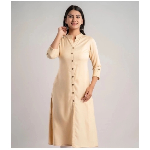 MAUKA - Cream Rayon Womens A-line Kurti ( Pack of 1 ) - None