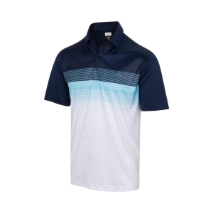 Greg Norman Men's Racing Stripe Shark Polo - Navy-L