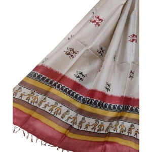 Beige Handwoven Tussar Silk Dupatta