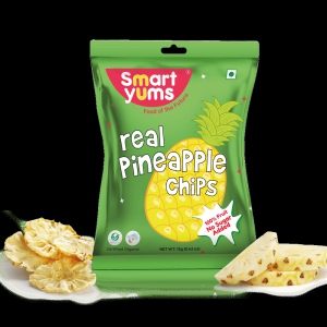 Smart Yums Real Pineapple Chips | 100% Dried Fruit Snack | No Added Sugar | Combo Pack-Pack of 10