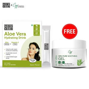 Sheneed Aloe Vera hydrating drink & GET FREE CGG Cosmetics Aloe Vera 99% Pure Soothing Gel for skin & hair  - 250gm