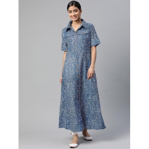 SVARCHI - Blue Cotton Women''s Flared Kurti ( Pack of 1 ) - None