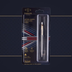 Parker Jotter London Stainless Steel Gold Trim Ball Pen