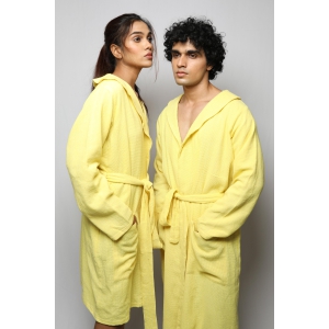 Cotton matte couple bathrobe-Yellow / XXL / XS