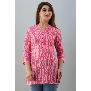 JAIPURETHNICWEAVESWomens Cotton Cambric Block Print Straight Tunic (Pink)