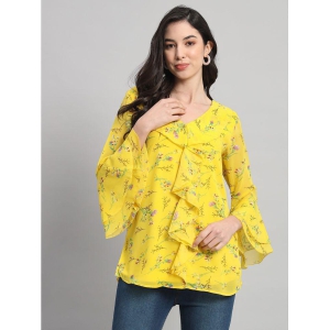 Curvydrobe Yellow Georgette Womens A-Line Top ( Pack of 1 ) - None