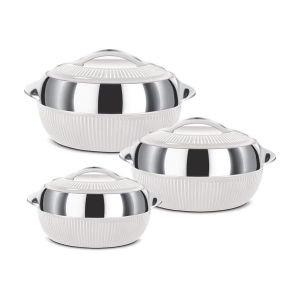 Milton Fiesta Insulated Casserole (Stainless Steel,White, Set of 3) - White