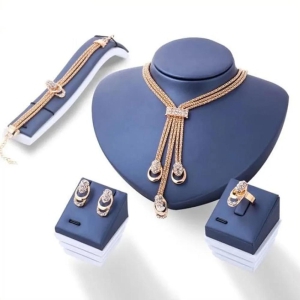 Glamora Glistening Diamond Jewelery Set - KUCAH-One Size / Gold