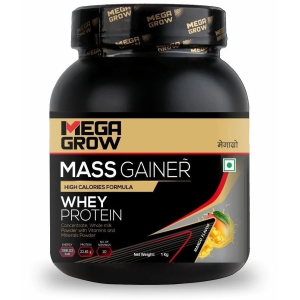 MEGAGROW Mass Gainer Mango Flavor High Calorie Whey Protein Powder 1kg ( Pack of 1 )