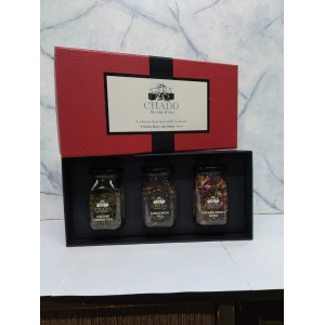 Red & Black Box With Glass Bottles