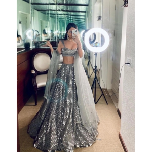 Grey Sequnce Lehenga