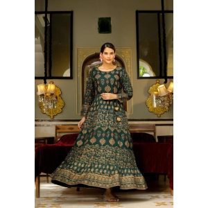 Women’s Printed Rayon Gown Anarkali Style Ethnic Dress Gown for Girl/Women/Ladies-M