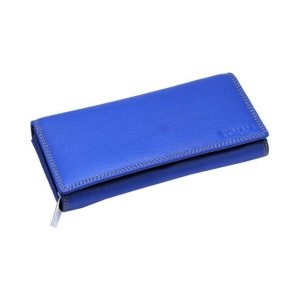 Tough Women Blue Genuine Leather Wrist Wallet - Regular Size (8 Card Slots) - Blue