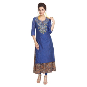 alena-blue-chanderi-womens-double-layered-kurti-m