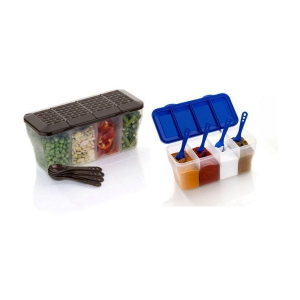 Analog Kitchenware Dal/Masala/Vegtable Plastic Multicolor Pickle Container ( Set of 2 ) - Multicolor