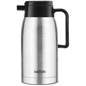 Milton Omega 700 Thermosteel Vacuum Insulated 24 Hours Hot or Cold Carafe, 700 ml, Silver | 100% Leak Proof | Easy to Carry | Ideal for Tea | Coffee | Juice | Water - Silver