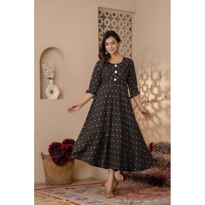 Kapadia Rayon Printed Anarkali Womens Kurti - Black ( Pack of 1 ) - None