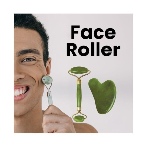 Mars by GHC Jaderoller_1 jade roller with gua sha | face toning & serum application| For men & women Massager (Green)