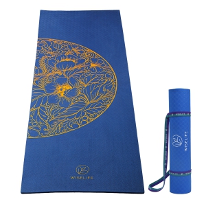 Purpose Printed Yoga Mat Ocean Gold Mandala - Navy Blue (6MM)