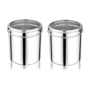 Dynore 1500 ML Canisters Steel Silver Utility Container ( Set of 2 ) - Silver