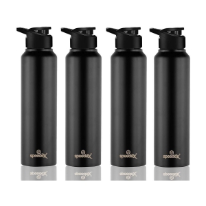 Speedex Simplex Sipper Cap Black 1000 mL Steel Fridge Bottle set of 4 - Black