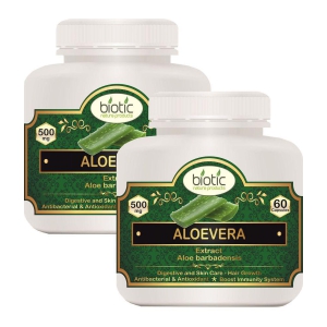 Biotic Aloevera Capsules (Aloe barbadensis) Extract 500mg Capsule 120 no.s Pack of 2