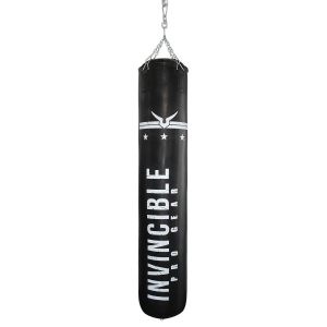 Invincible Pro Gear Boxing Bag - Filled Punching Bag with Heavy Duty Snap Lock Hanging Chain-Black / 6 Ft -70 KG (180X40CM)
