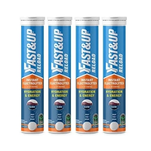 Fast&Up Reload Instant Energy and Hydration Sports Drink - 4 tubes with 20 tablets each - Cola Flavour