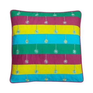 HUGS N RUGS Set of 1 Cotton Embroidered Square Cushion Cover (40X40)cm - Multi - Multi