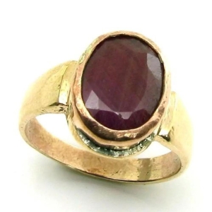 Rashi Ratna Copper Ring Ruby (Manik) Gem Birthstone-USA-6.5 (IND-13) (Dia-16.9mm)