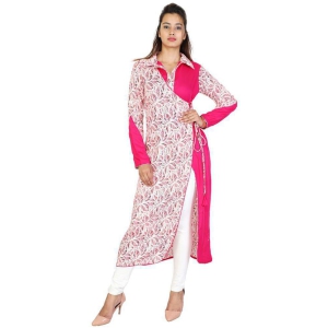 Rangun - Pink Rayon Women's Angrakha Kurti ( Pack of 1 ) - M