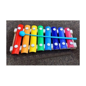 Fratelli Ecofriendly Wooden Xylophone Kids First Musical Sound Instrument Toys with 8 Notes Multicolor Made in India || BIS Approved