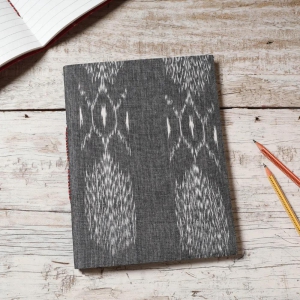 Ikat Fabric Cover Handmade Paper Notebook (9 x 7 in)