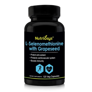 Nutriosys Selenium 40mcg With Grapeseed - 120 Veg Capsules | Superior Absorption | Thyroid, Prostate and Heart Health | Healthy Immune System | Selenium As L-Selenomethionine With Grape Seed Extract